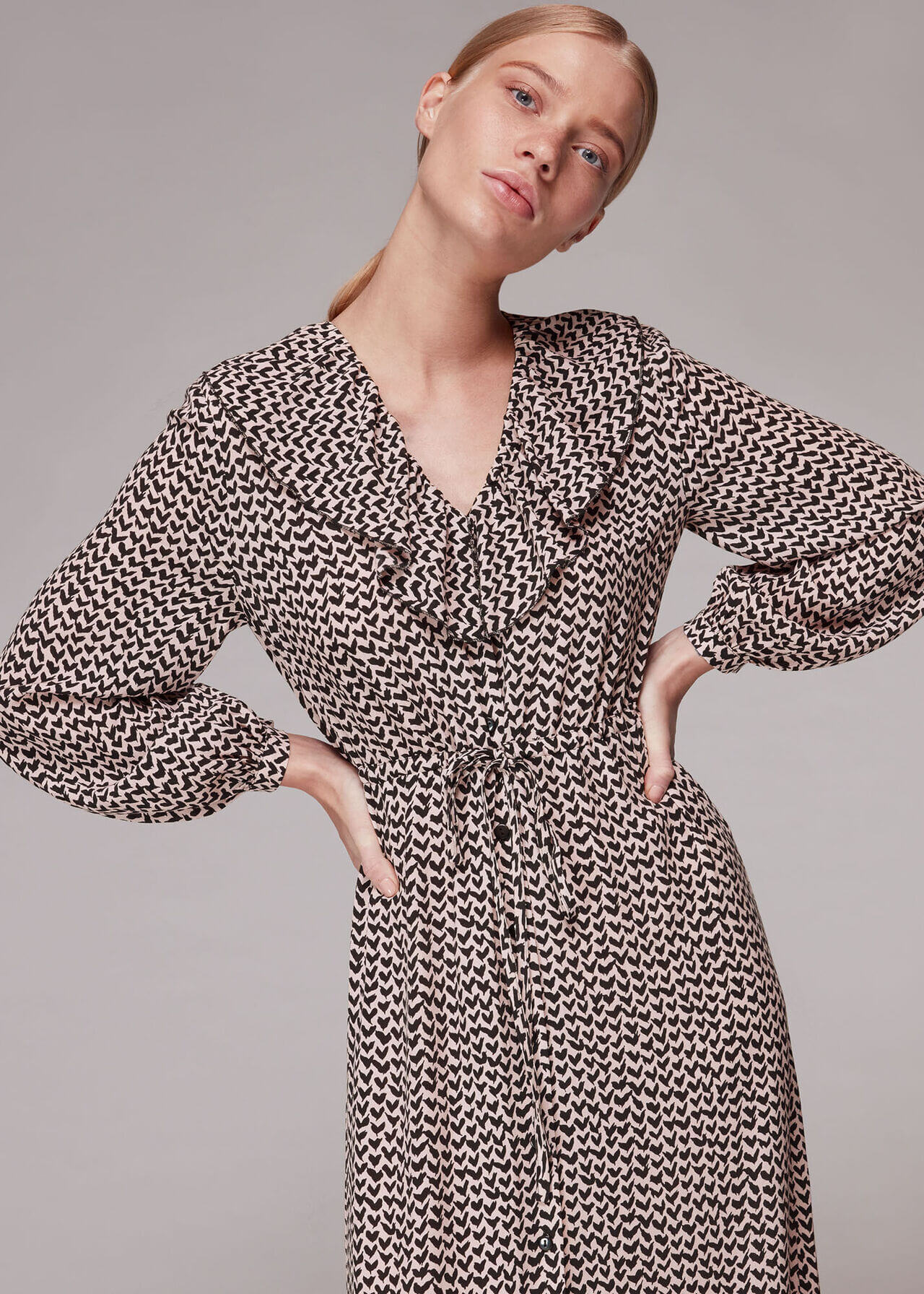 Heart-Print Wrap Dress