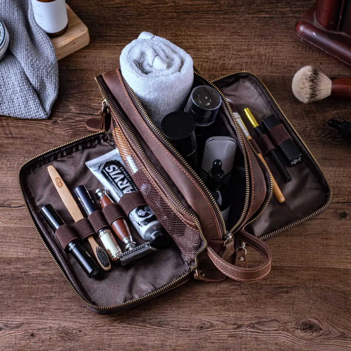 Personalized Leather Dopp Kit