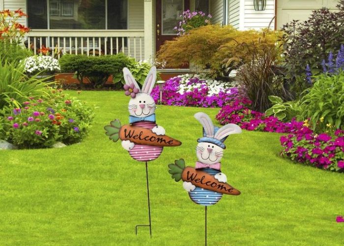 Bunny Garden Stake As Outdoor Easter Decoration