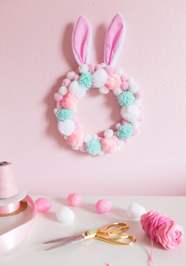 Bunny Pom Pom Ears Wreath