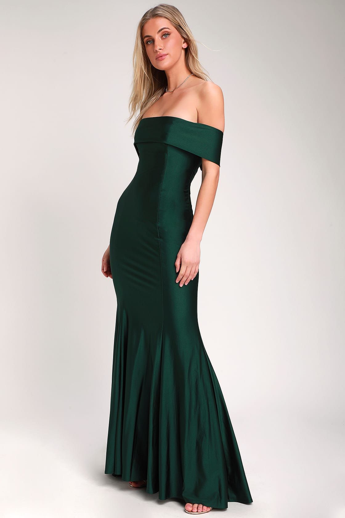 Enchanting Emerald Green Satin Dress