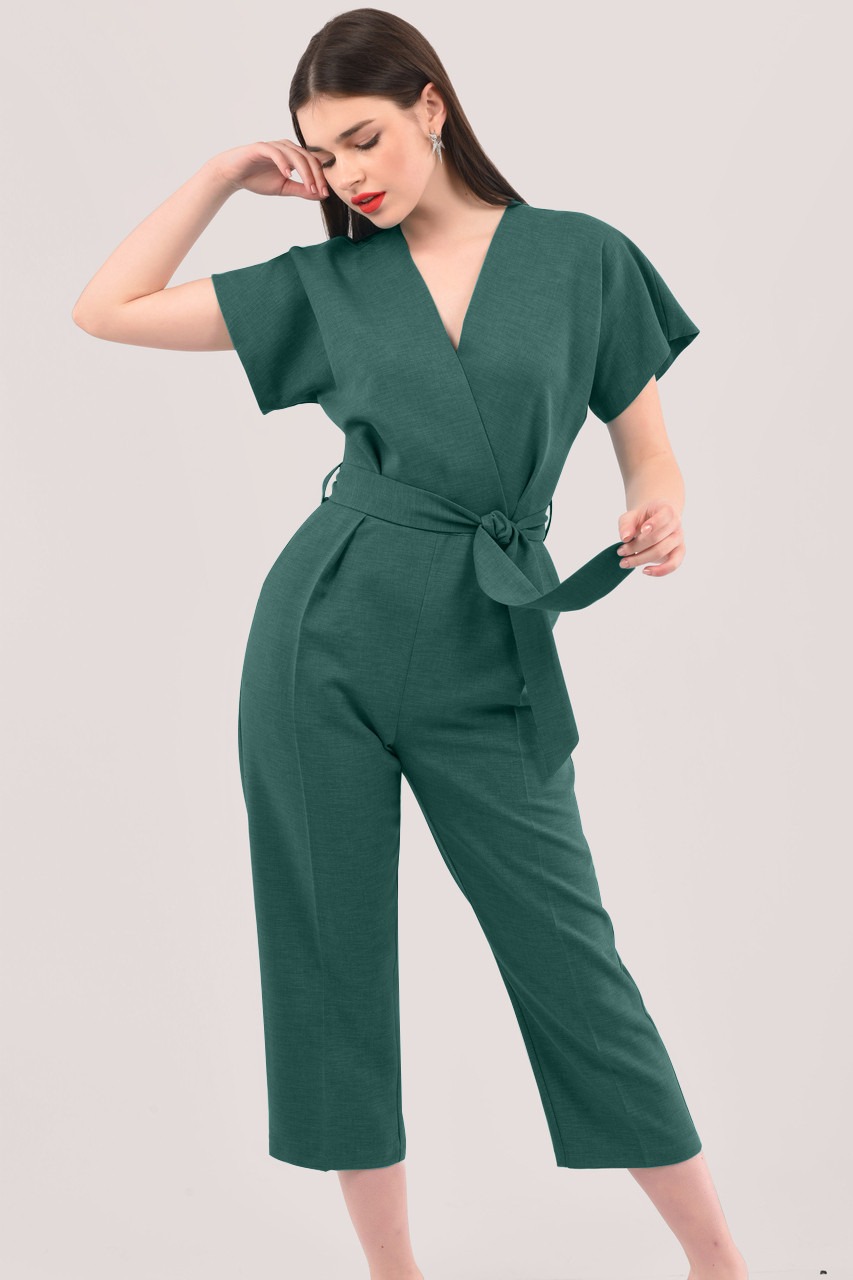 Forest Green Wrap Jumpsuit