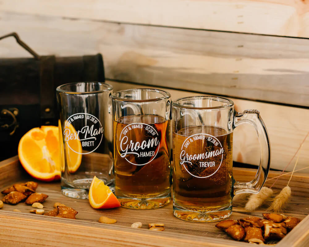 Personalized Glassware or Beer Mug Mens Anniversary Gifts