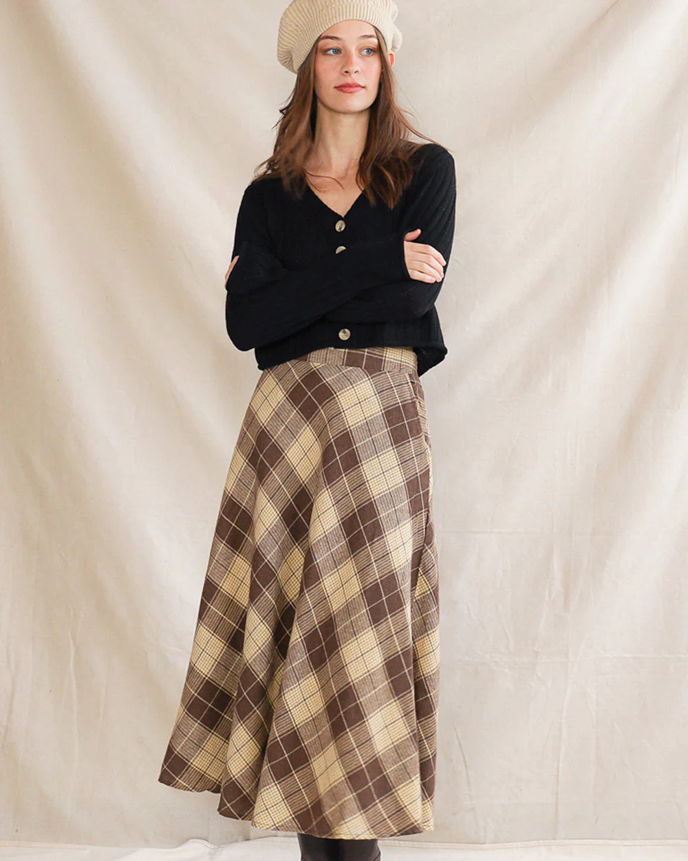 Plaid Perfection Midi Skirt Set