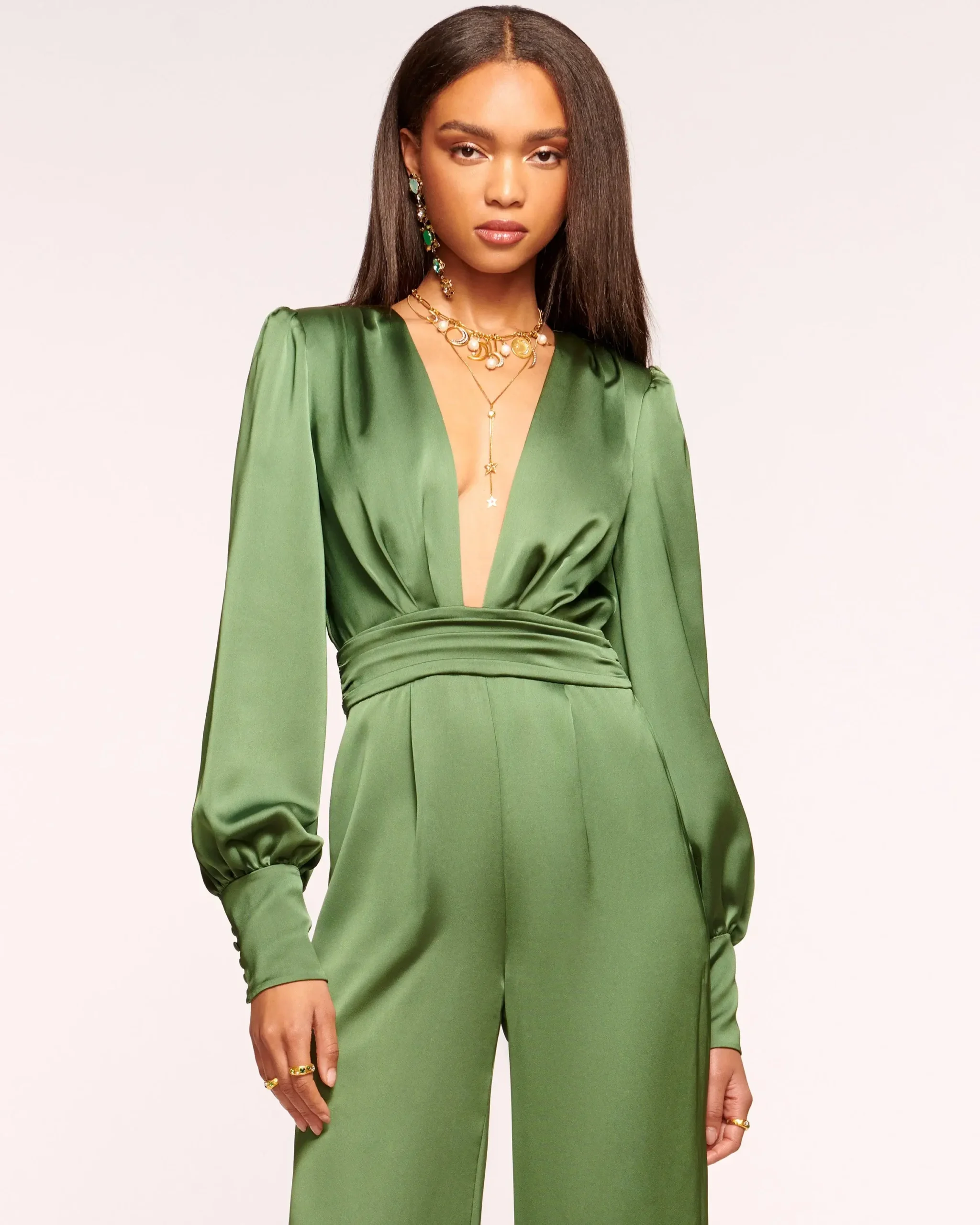 Plunge Neck Satin Romper