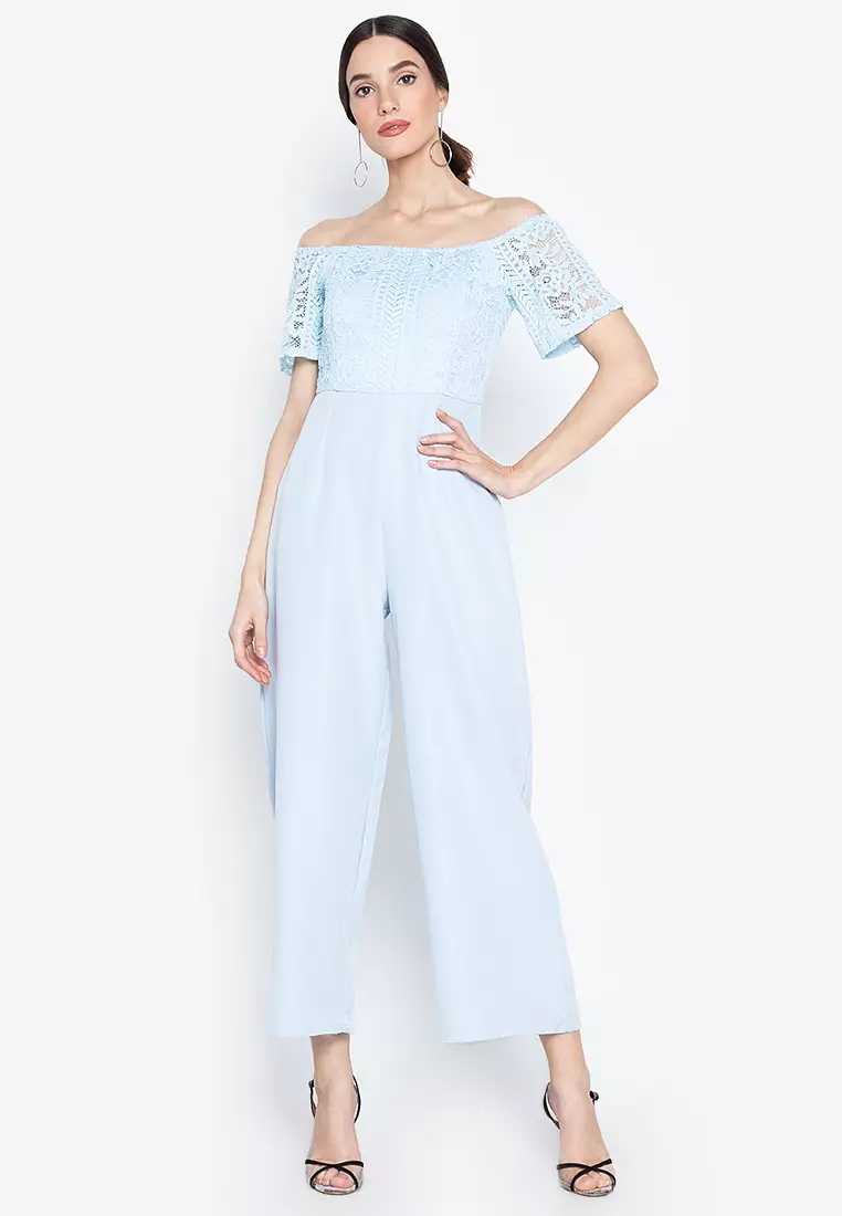 Sunny Sky Blue Off-Shoulder Romper