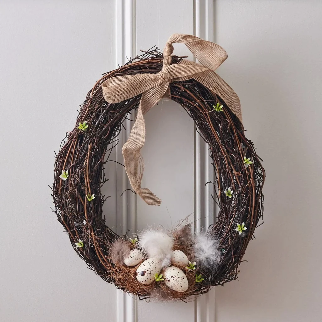 Vintage-Inspired Egg Basket Wreath