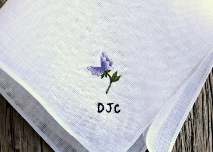 Hand-Embroidered Handkerchief As Gifts For 25th Wedding Anniversary For Him