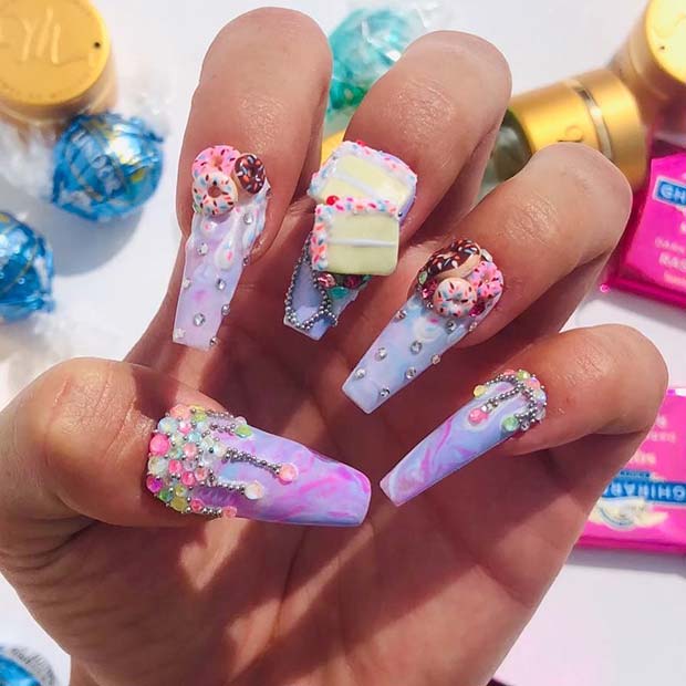 Cute Birthday Cake Nails