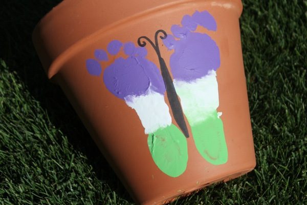 Footprint Butterfly Flower Pot - Creative Mother's Day Craft Ideas For Toddlers