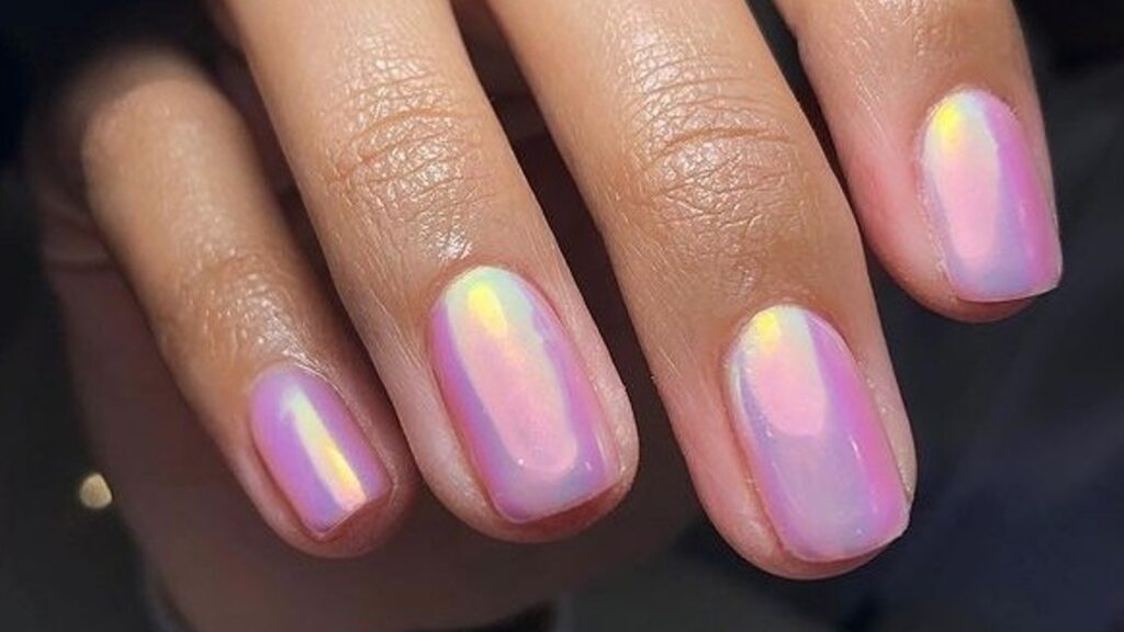 Simple birthday nails - Minimal Iridescent Nails