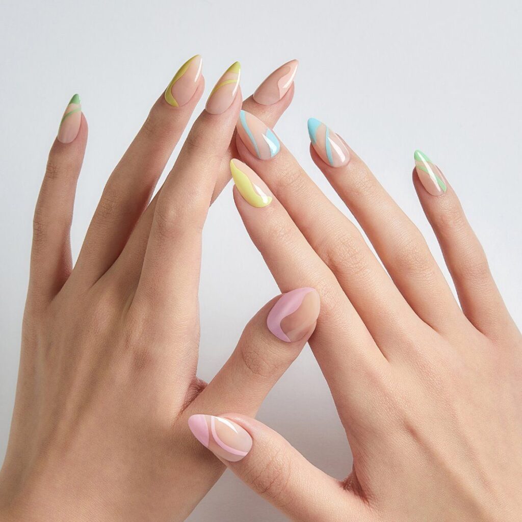 Pastel Wave Nails are suitable for those like classic birthday nail ideas