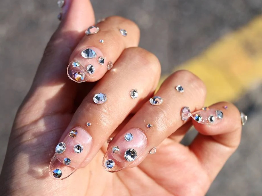 Rhinestone Nails - Special short nail designs