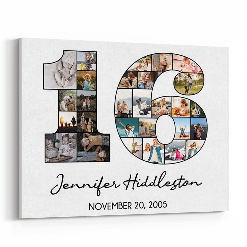 Birth Year Photo Canvas Prints - Personalized Gifts For Sweet 16 Birthday