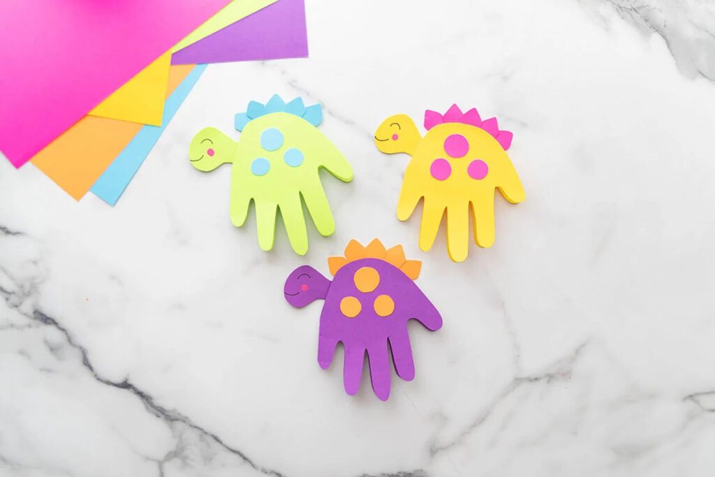 Dinosaur Handprint Cards - Funny Handprint Father's Day Craft