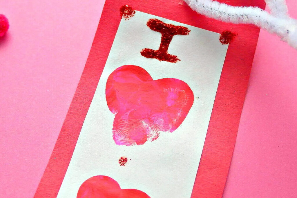 Thumbprint Heart “I Love You” Bookmark - Sweet Handprint Crafts For Father's Day