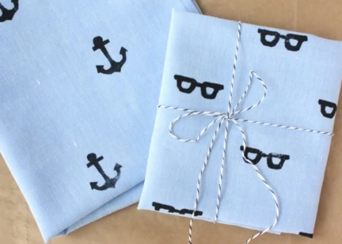 Hand-Stamped Handkerchief As Father's Day Gift To Husband