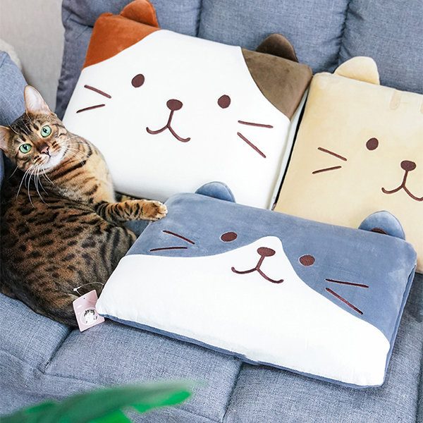 Cat-Themed Throw Pillow